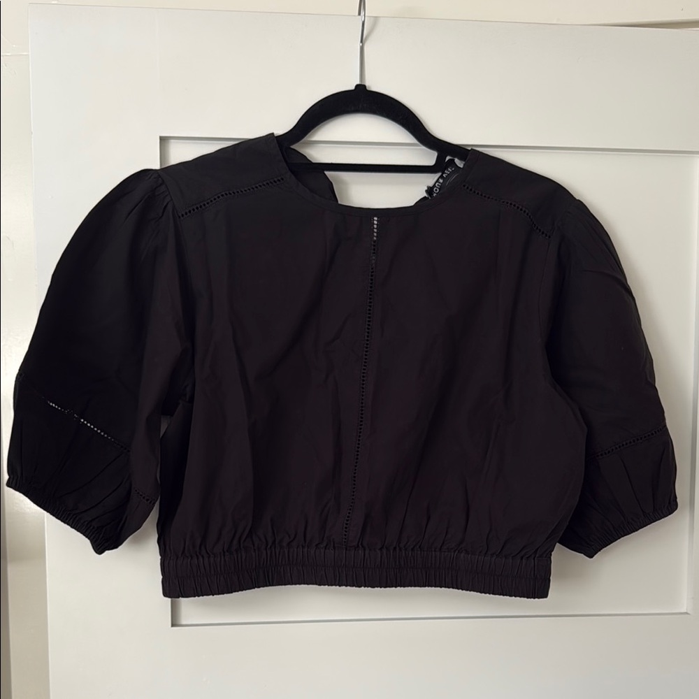 Black Women's Amour Vert Cotton Eyelet Crop Top